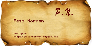 Petz Norman névjegykártya
